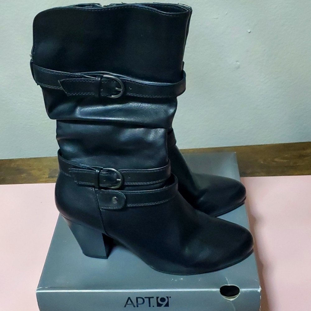 Apt.9 Boots, Woman's Mid Calf Black Boots, Size 9.5